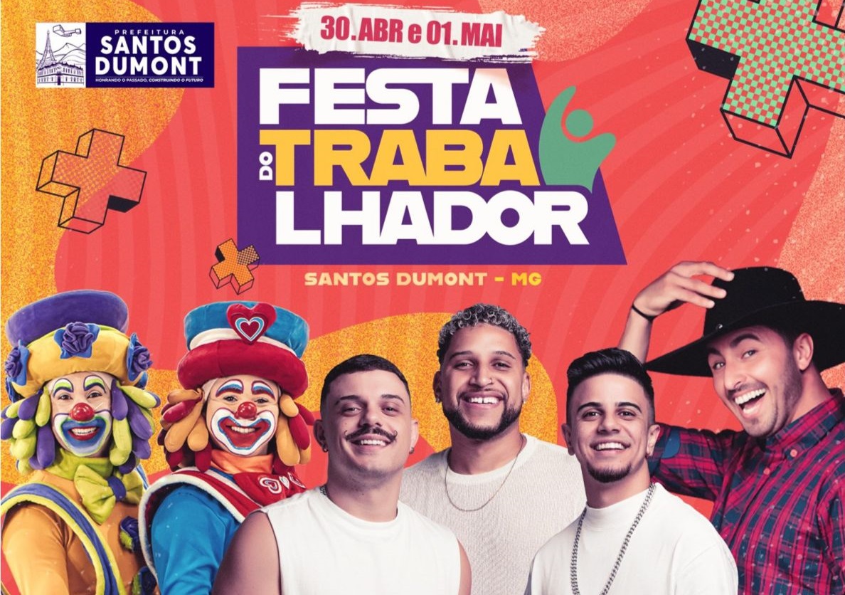 Festa do Trabalhador: Safadiar e Ligeirinho Sanfoneiro são atrações desta quarta-feira em Santos Dumont